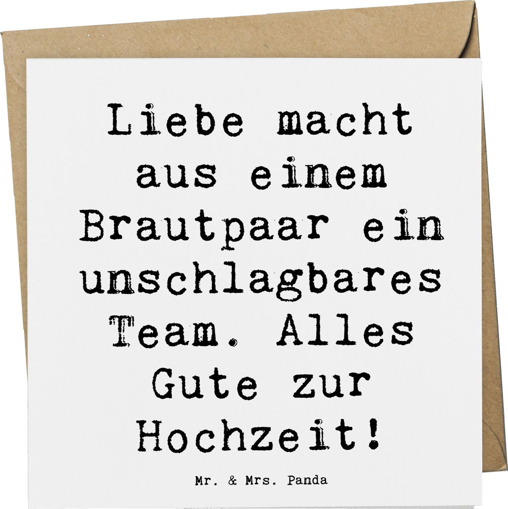 Mr. & Mrs. Panda Grußkarte Spruch Unschlagbares Brautpaar - Weiß - Geschenk, Hochzeitsfeier, anlasskarte, frisch vermählt, Hochzeitsdekoration, ...