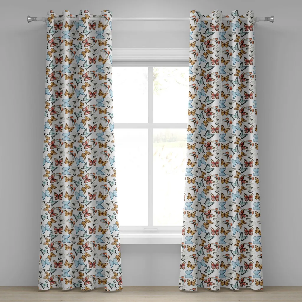Rideaux décoratifs à motifs papillons aquarelle pour salon et chambre