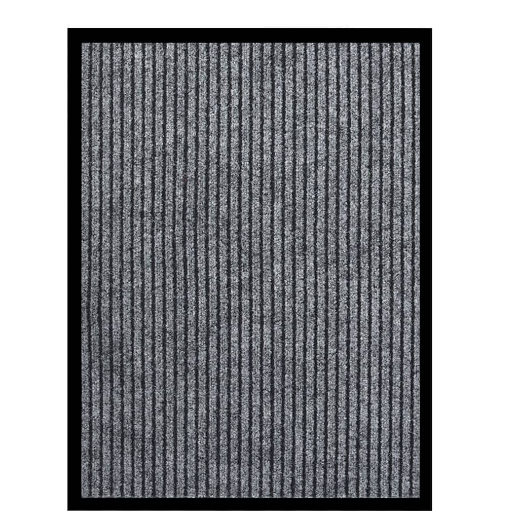 The Living Store Fußmatte Gestreift Grau 60x80 cm Produktbild 