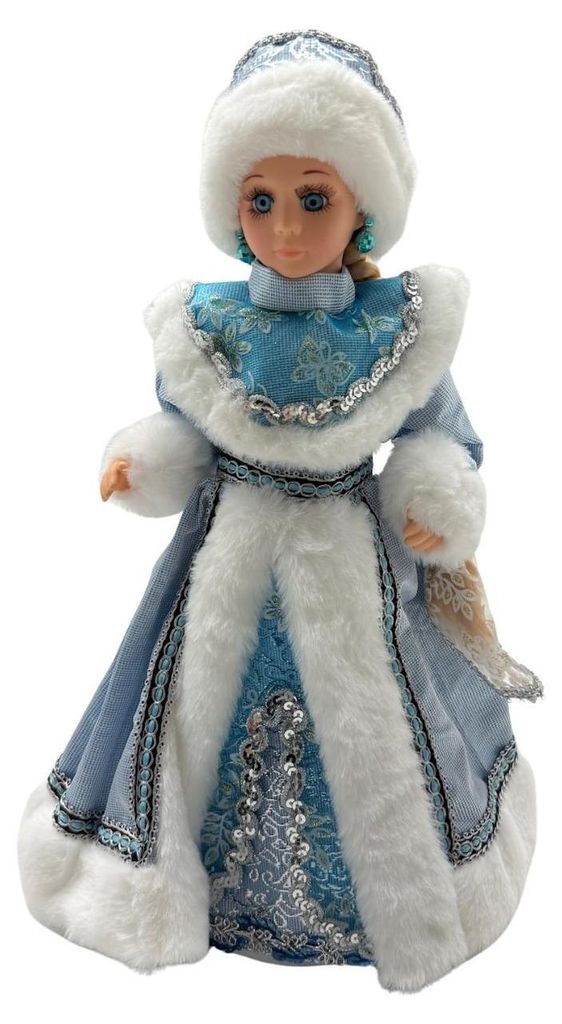 Dekofigur Schneemädchen Sneguratschka hellblauer Pelzmantel Produktbild 
