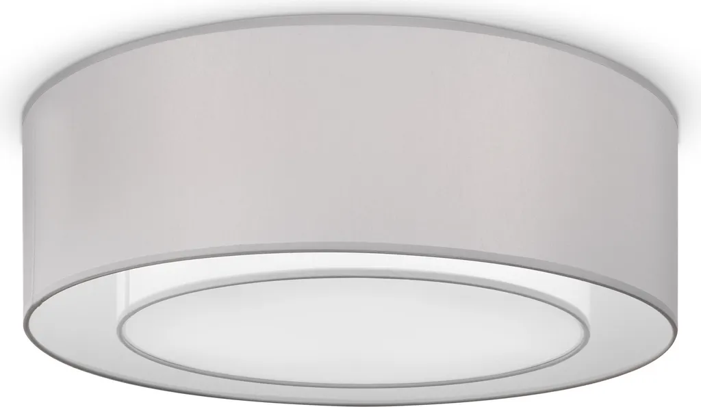 Plafonnier Dimmable 3xE27 Design Textile Gris avec Support Chromé Luxe