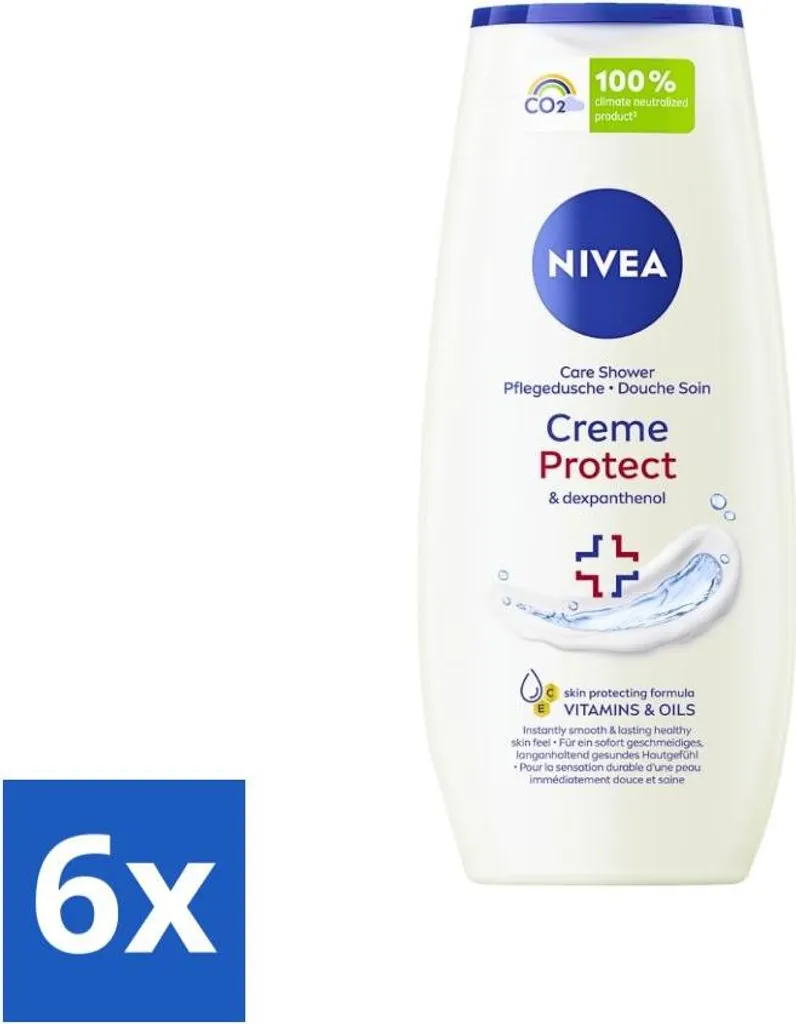 Nivea Gel Douche Protect & Dexantenol Parfum Crème Pack de 6 x 250 ml