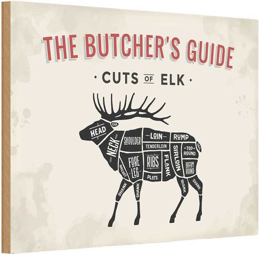 vianmo Holzschild 20x30 cm Elch cuts of Elk Metzgerei Hofladen Marktstand Laden