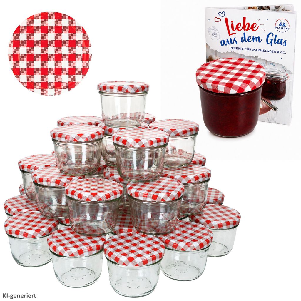 100 pots 230 ml To 82 couvercle rouge à carreaux avec sucre Image du produit 