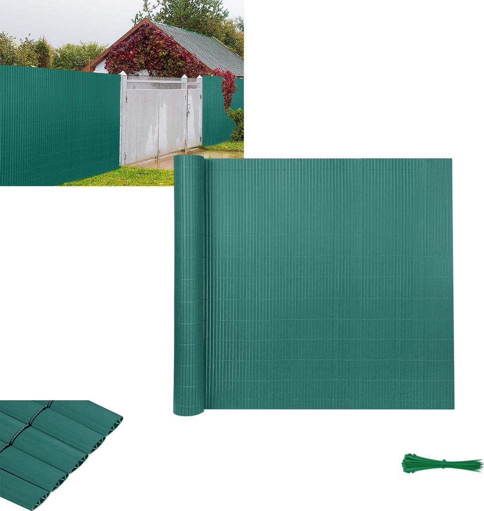 XINZI PVC Sichtschutzmatte Sichtschutzzaun Sichtschutzzaun Privatsphäre Wetterfest für Garten, Balkon und Terrasse, 200 x 500 cm Grün