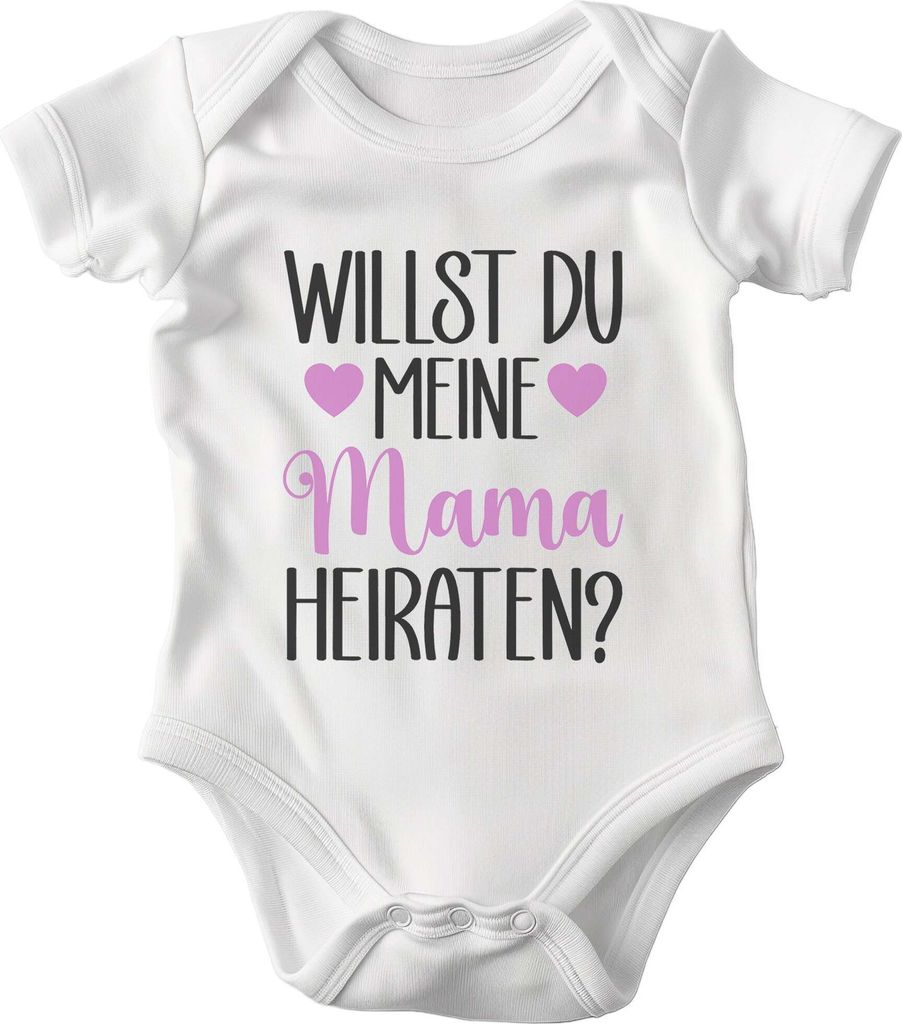 22Feels Baumwolle Mädchen Babybody Kurzarm Willst du meine Mama heiraten? Weiss Strampler Babyparty Geschenk Babshower Schlupfkragen Weicher Einte...