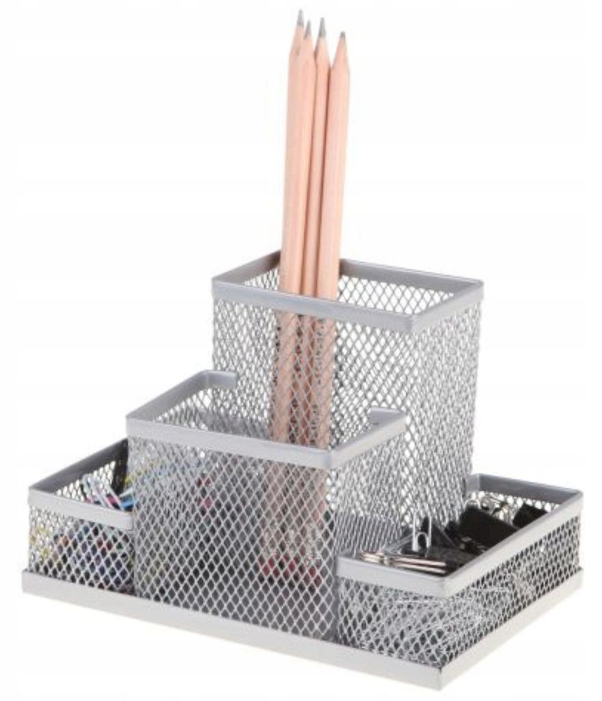 Net Desk Werkzeugkasten Metall-Organizer mit Netzgewebe 4A Silber