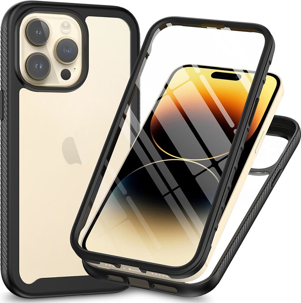 Techsuit Defense 360 Vollschutz Hülle für Apple iPhone 15 Pro Max - Schwarz