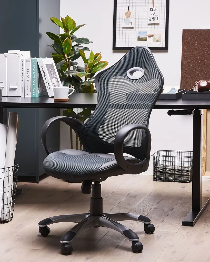 Siège de bureau gris à bascule Beliani avec dossier en maille ventilée