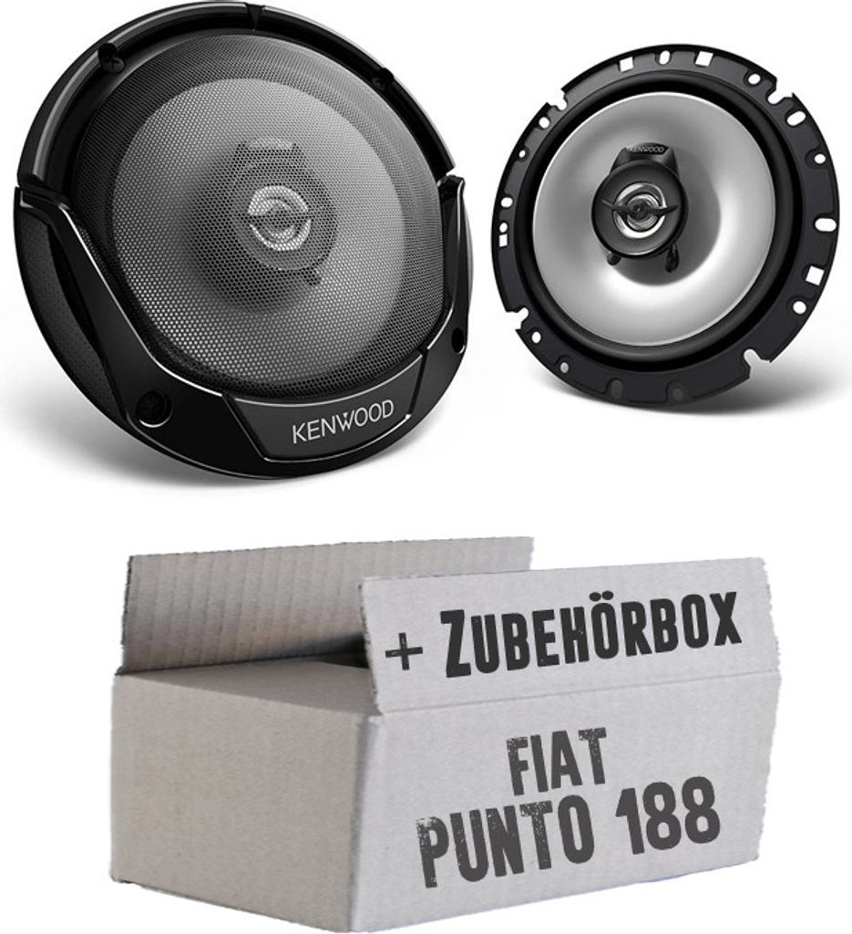 Lautsprecher Boxen Kenwood KFC-S1766 - 16,5cm 2-Wege Koaxialsystem Auto Einbausatz - Einbauset passend für Fiat Punto 2 188 Front - justSOUND