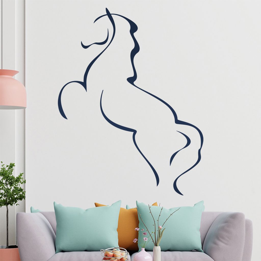 Pferd Linien Wandtattoo in 6 Größen - Wandaufkleber Wall Sticker - Dekoration, Küche, Wohnzimmer, Schlafzimmer, Badezimmer