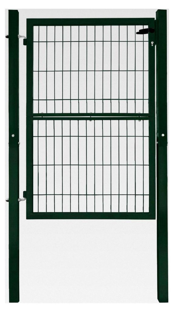 Gartentor für Gartenzaun 140 cm hoch, Metall Gartentür für Stabmattenzaun, abschließbar inkl. Pfosten, grün