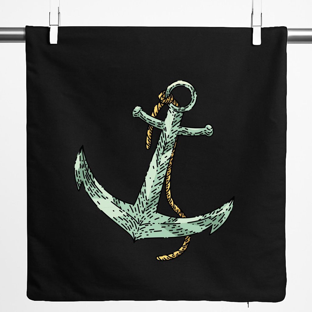 Huuraa Kissenbezug Anker Anchor 40x40cm Black Baumwolle Dekokissenbezug Geschenkidee