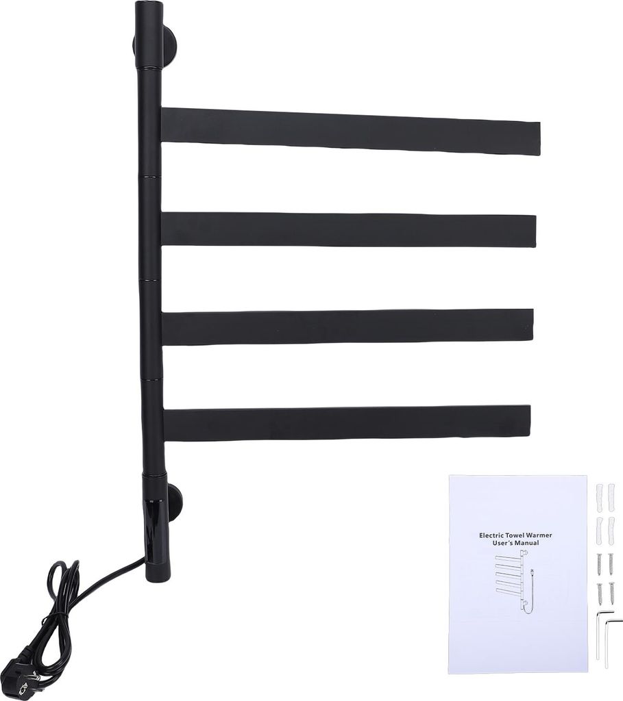 Beheizbarer Handtuchhalter fürs Badezimmer, schnelle Aufheizung, 75 W, 180¡ã drehbare Arme, einstellbarer Timer, Handtuchwärmer aus Edelstahl m...