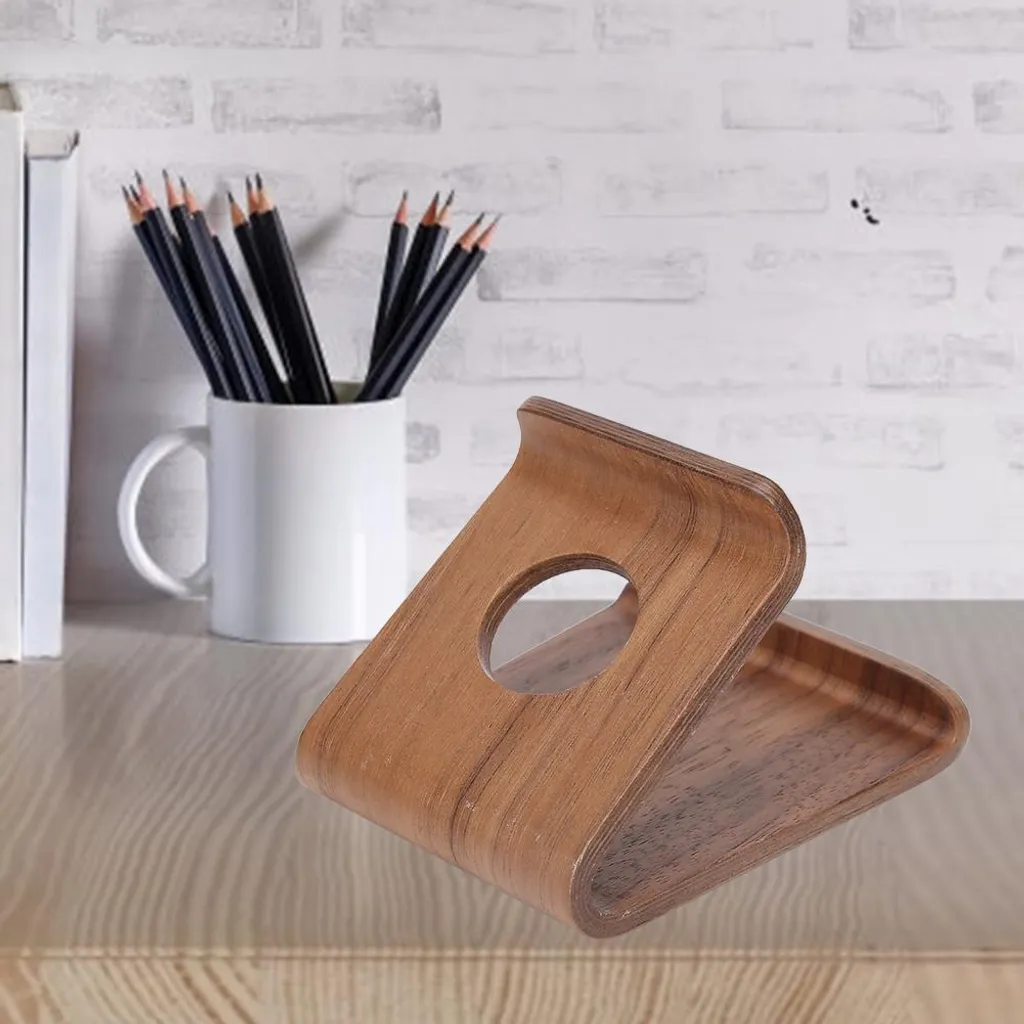 Offerta Supporto Tablet Noce da Tavolo - Stand Smartphone Robusto Marrone - 4