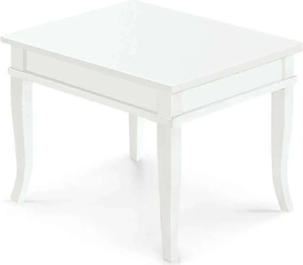 Tavolino Bacheca Bianco 60x60 Legno Massello Arte Povera | MilaniHome