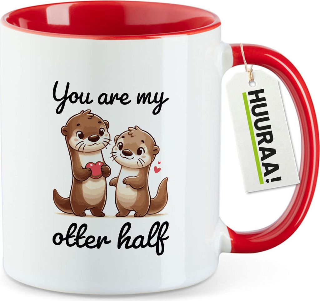 Huuraa Teetasse You are my otter half Paar Geschenk 330ml Rot You are my otter half Präsent