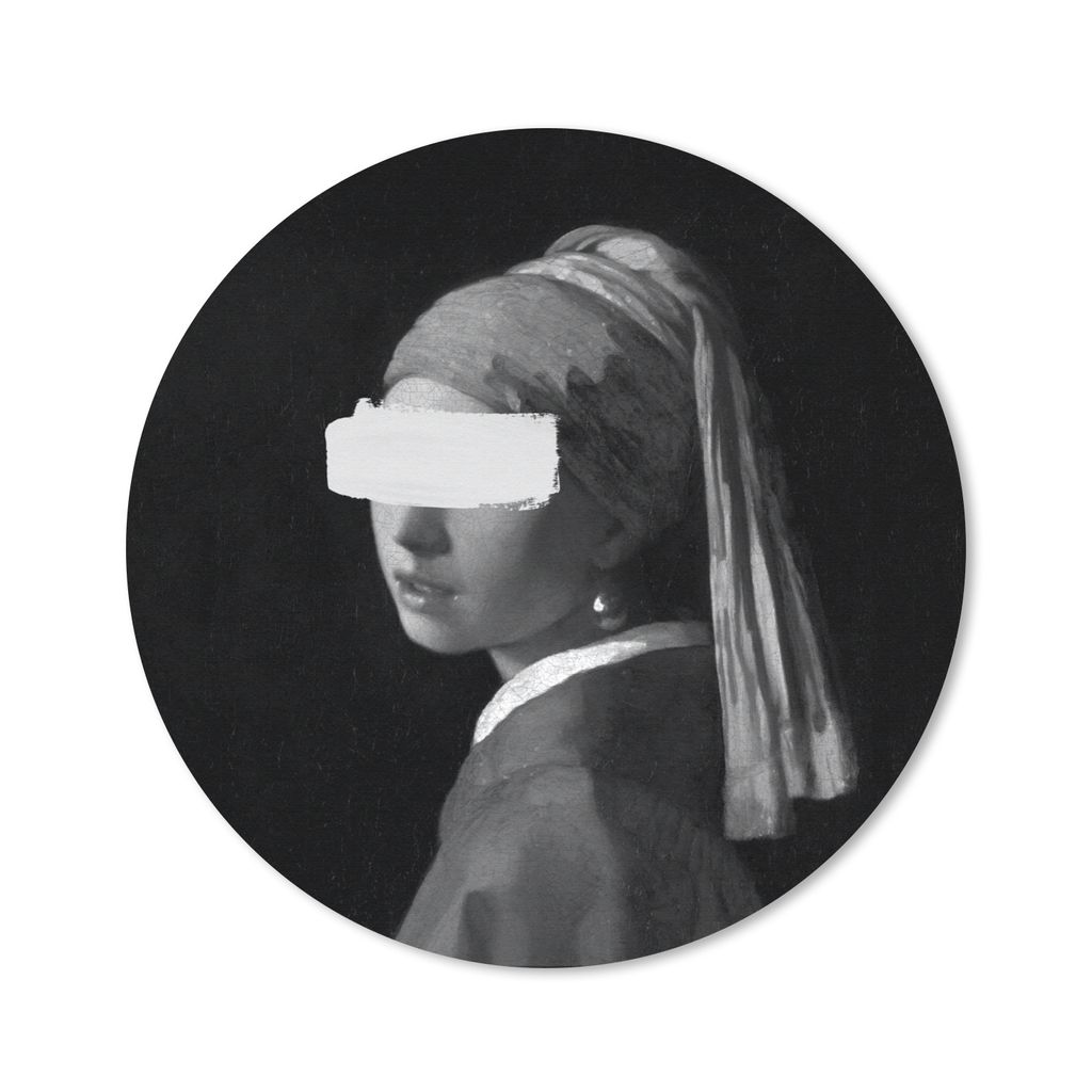 MuchoWow Mauspad Mousepad Das Mädchen mit dem Perlenohrring - Johannes Vermeer - Schwarz und weiß 20x20 cm - Mousepads - Maus Mat - Pad - Mausu...