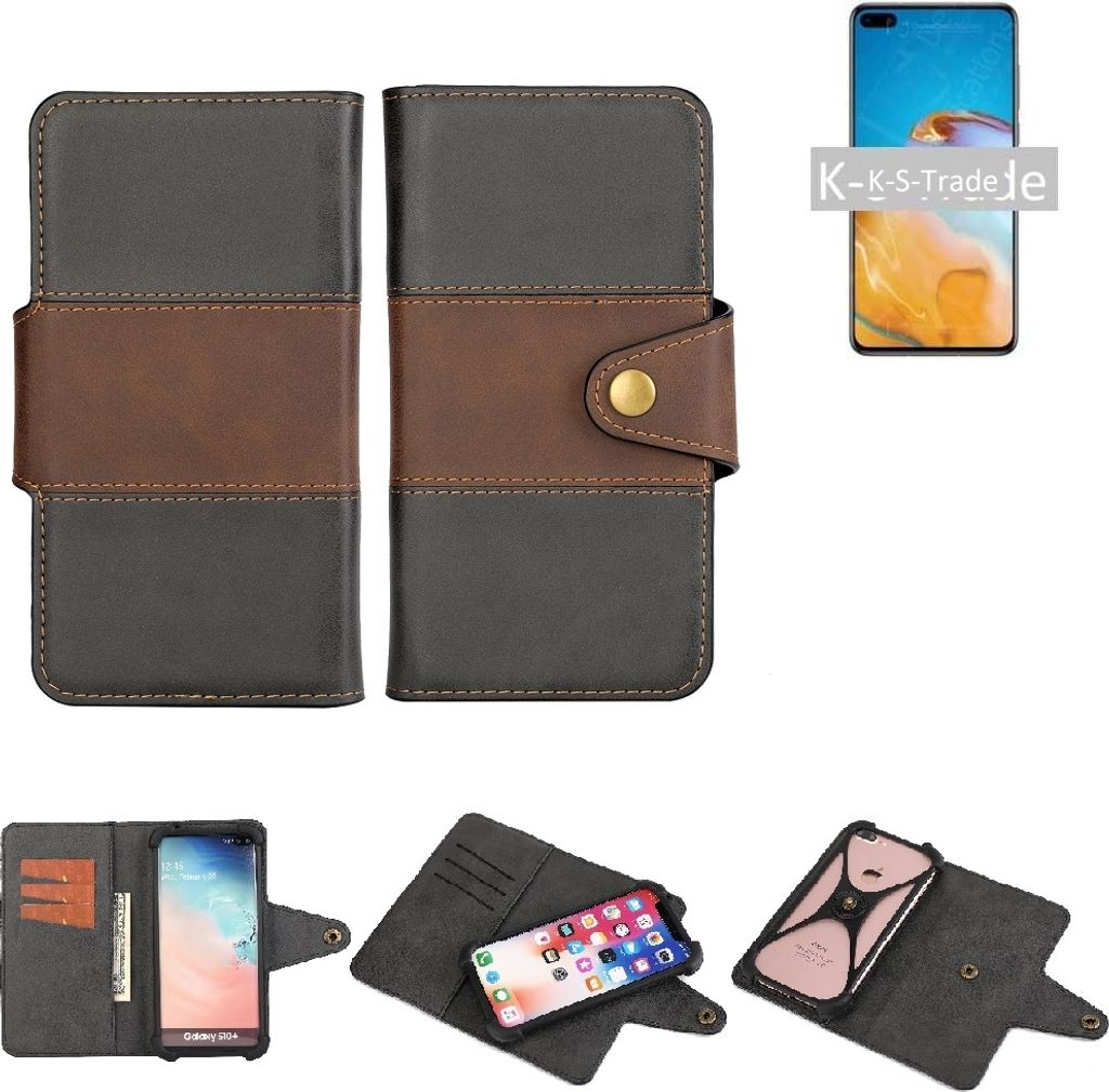 K-S-Trade Handyhülle Schutzhülle Hülle Bookstyle Wallet-Case kompatibel mit Medion Life P5006 Bumper Rundumschutz schwarz-braun 1x