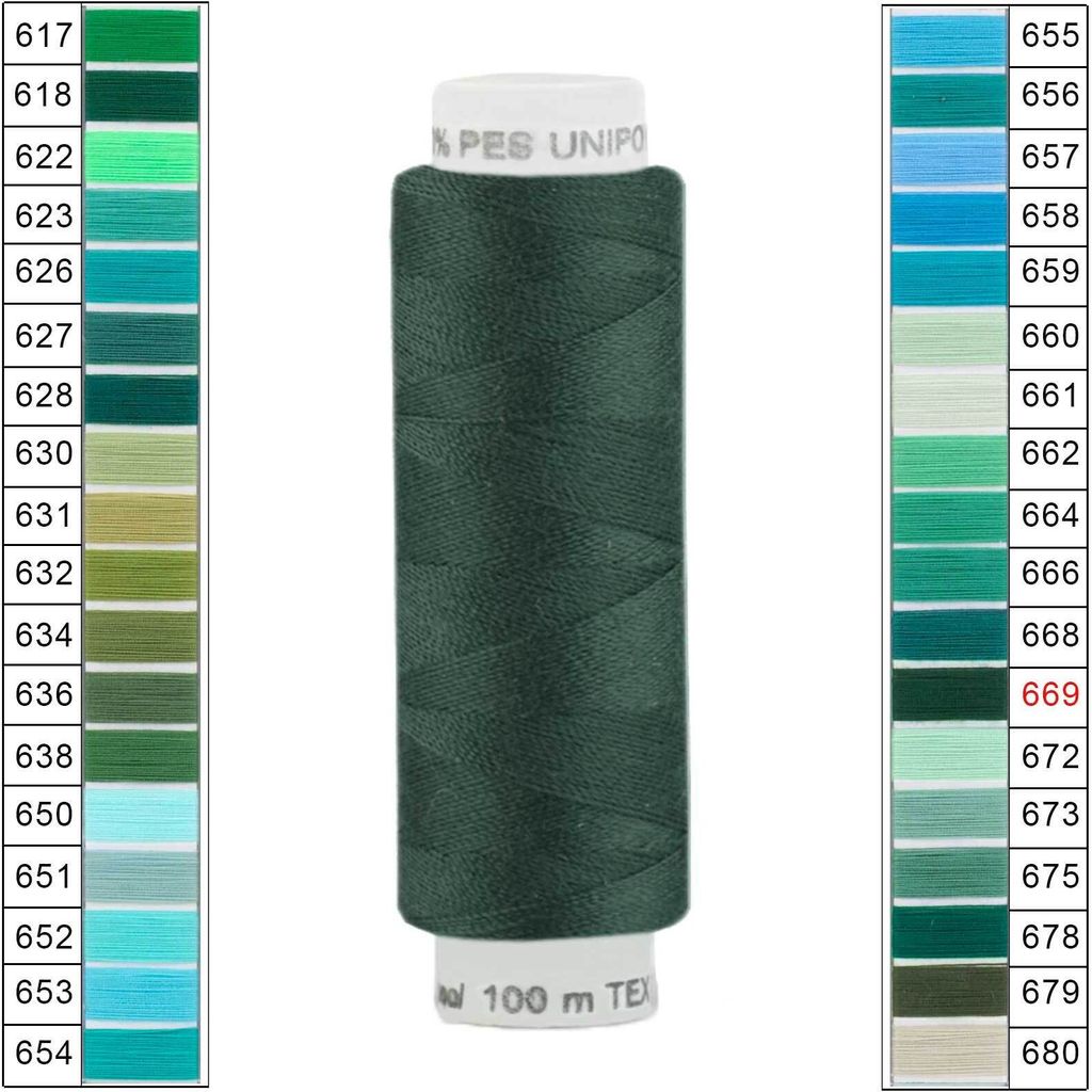 Nähgarn 100m Unipoly 120 Tex14x2 Polyester Nähfaden Nähmaschinengarn Farben 4v6 , Farbe:669