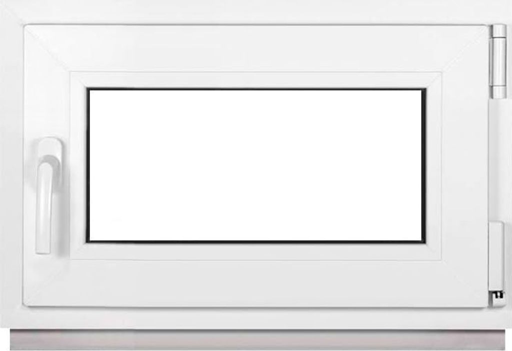 A white plastic window frame with a blank white pane, shown from the front.