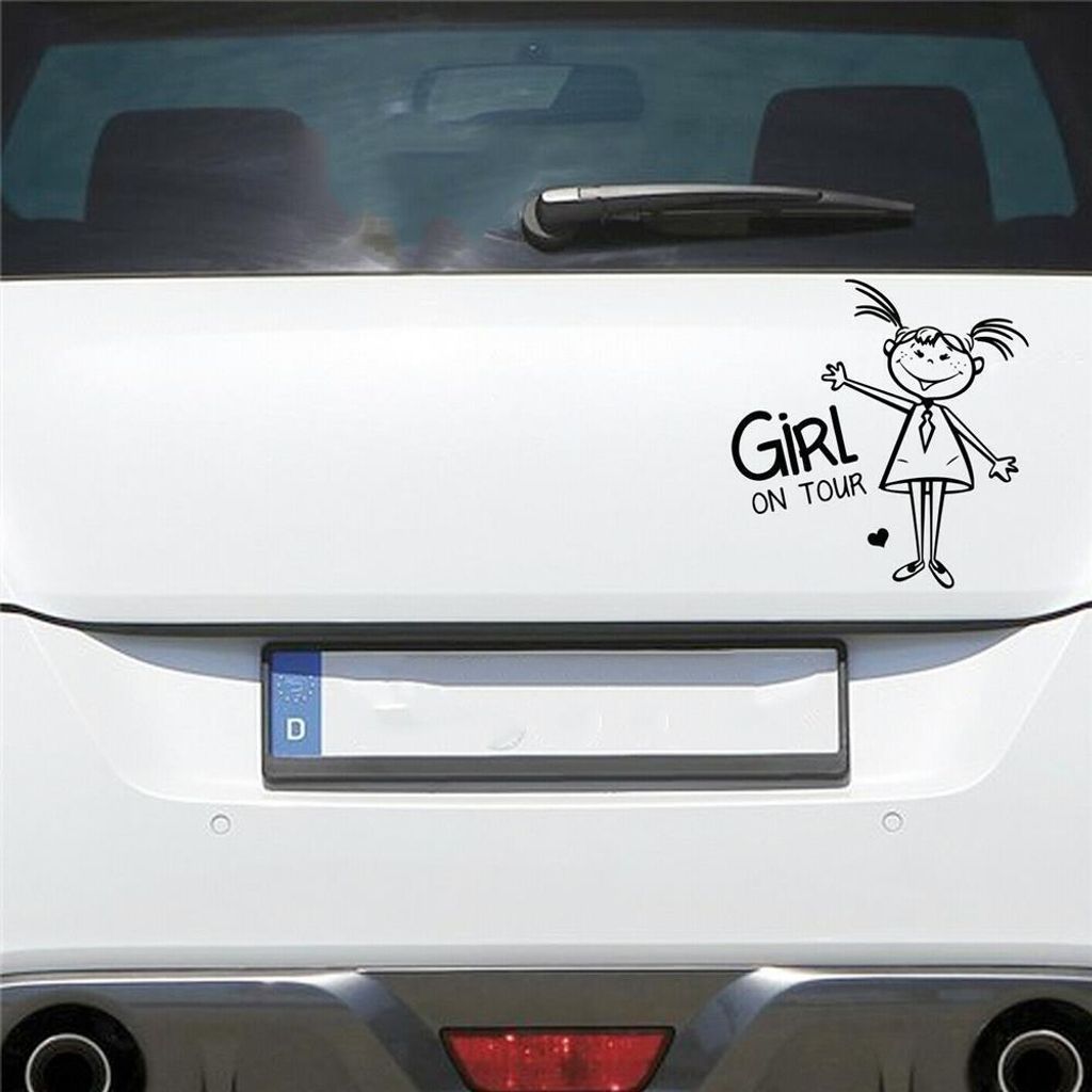 Auto Aufkleber MÄDCHEN an Bord on Tour Board 15x16 cm Schwarz Matt Sticker Heckscheibenaufkleber