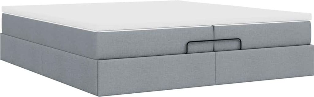 Ottoman-Bett mit Matratzen Hellgrau 200x200 cm Stoff