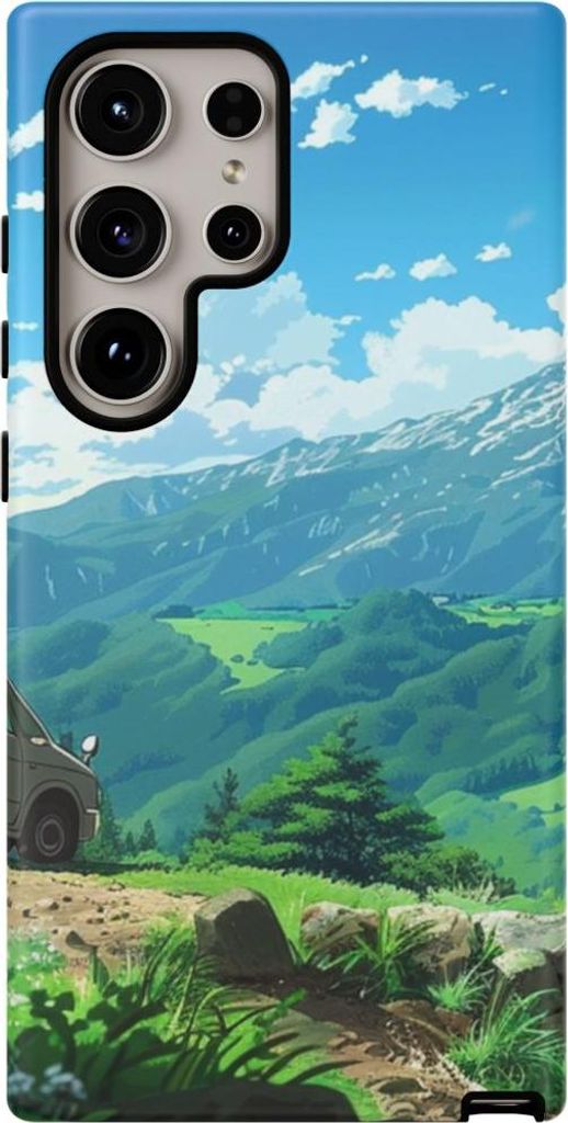 Berglandschaft mit Van am idyllischen Rastplatz – Hülle Kompatibel mit Samsung Galaxy S24 Ultra