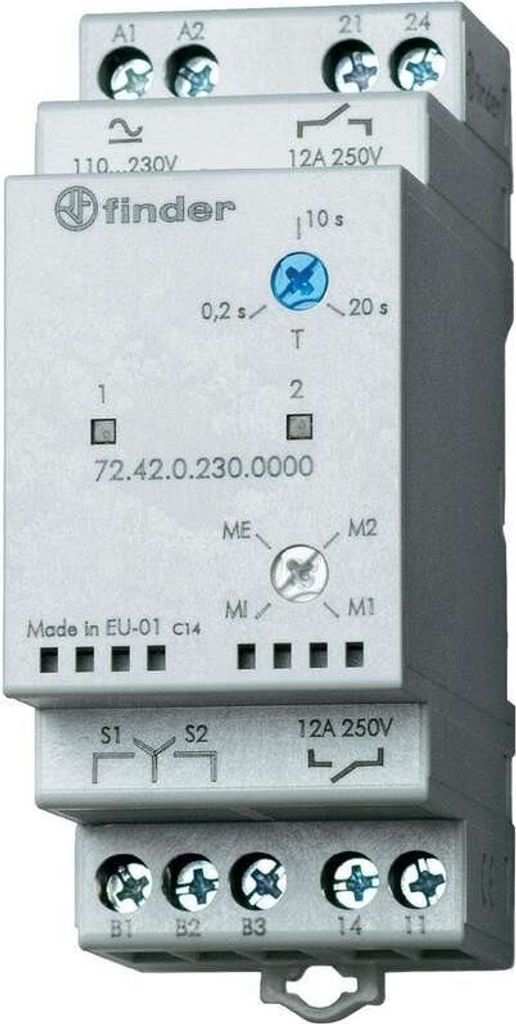 Finder Pumpen-Umschaltrelais 72.42.0.024.0000 24 V DC/AC, 2 unabhängige Schließer (72.42.0.024.0000)