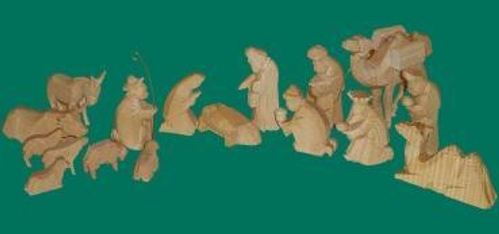 Holzfiguren Krippenfiguren 16-tlg natur Höhe 6cm NEU