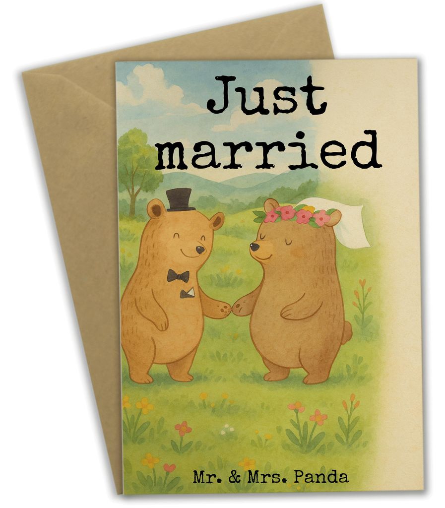Mr. & Mrs. Panda jubiläumskarte Bären Heirat Design - Weiß - Geschenk, einladungskarten, Hochzeitstag, valentinstagskarte, Trauung, weihnachtska...