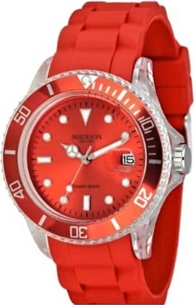 Madison Armbanduhr Damen U4399-04 New-York Candy Time Armbanduhr Silikonband rot