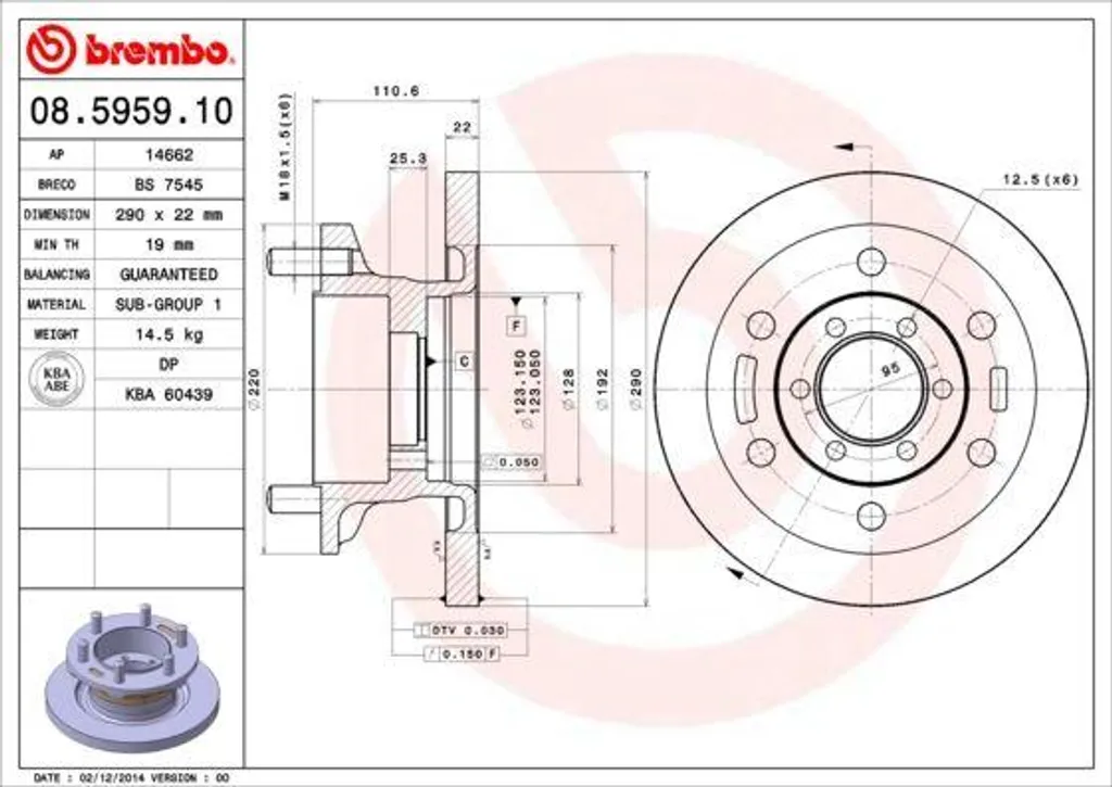 Équipez votre Daily avec le disque de frein Brembo 08.5959.10 certifié