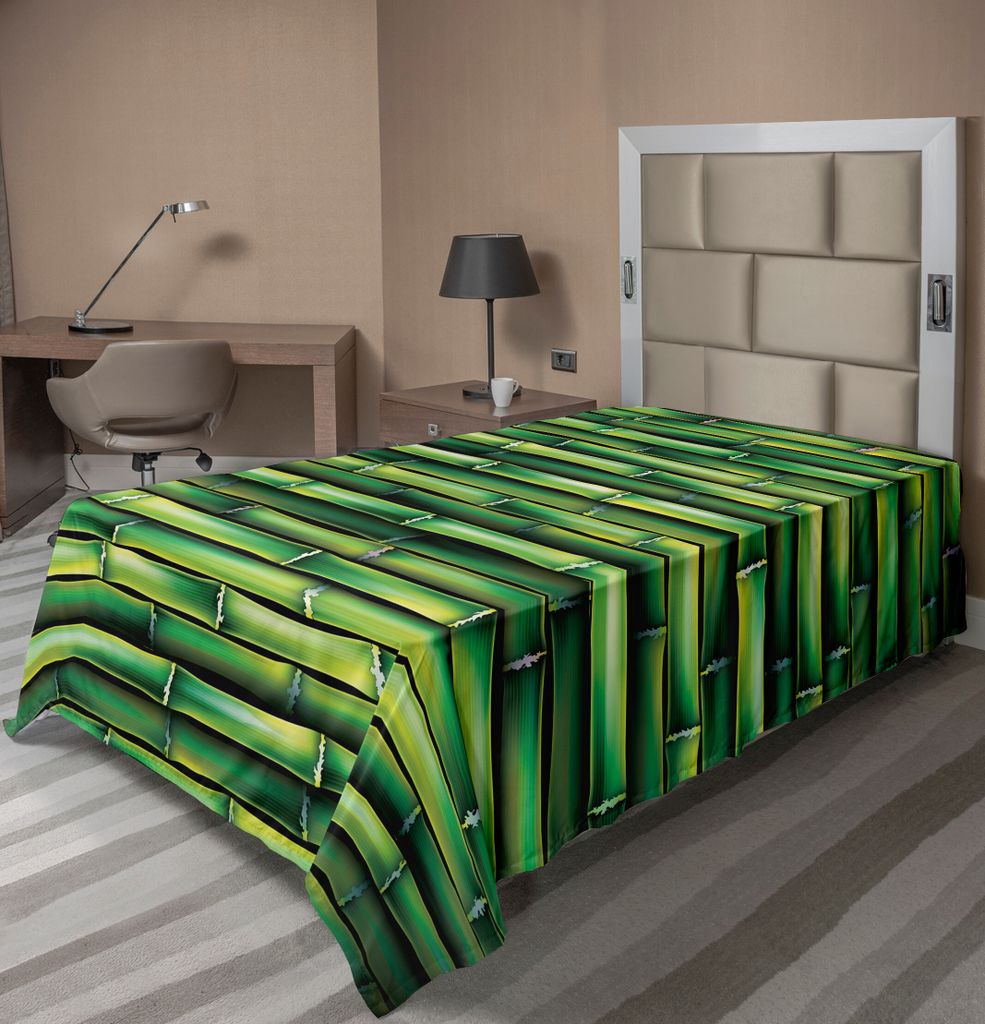 ABAKUHAUS Bambus Bettlaken, Bild Des Asiatischen Bambusbaum Stammes Zen Style Bild Der Asiatischen Natur Inspiriert, weiches bequemes oberes Bettla...