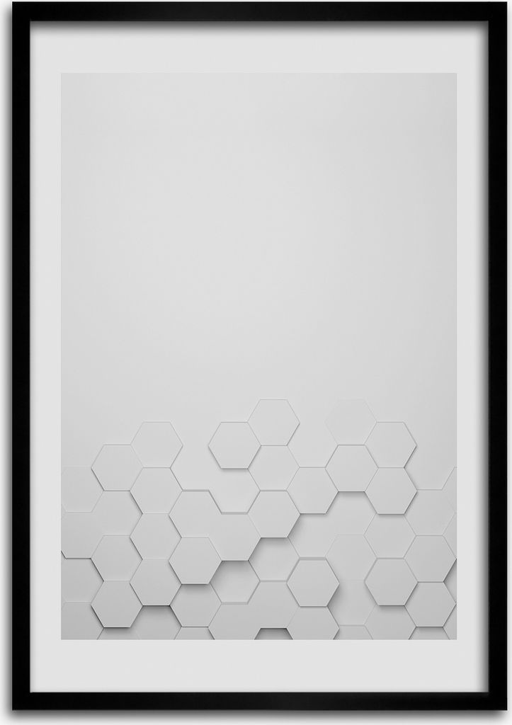 Bild - Bilderrahmen - Foto - 70 cm x 100 cm - MDF - Rahmen - Wandkunst - Sechsecke Hintergrund