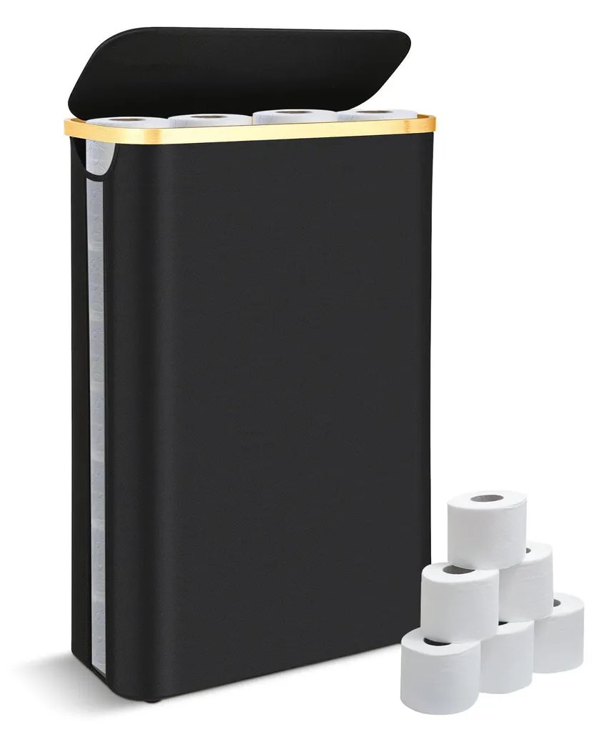 Support papier toilette pliable avec couvercle, capacité 24 rouleaux