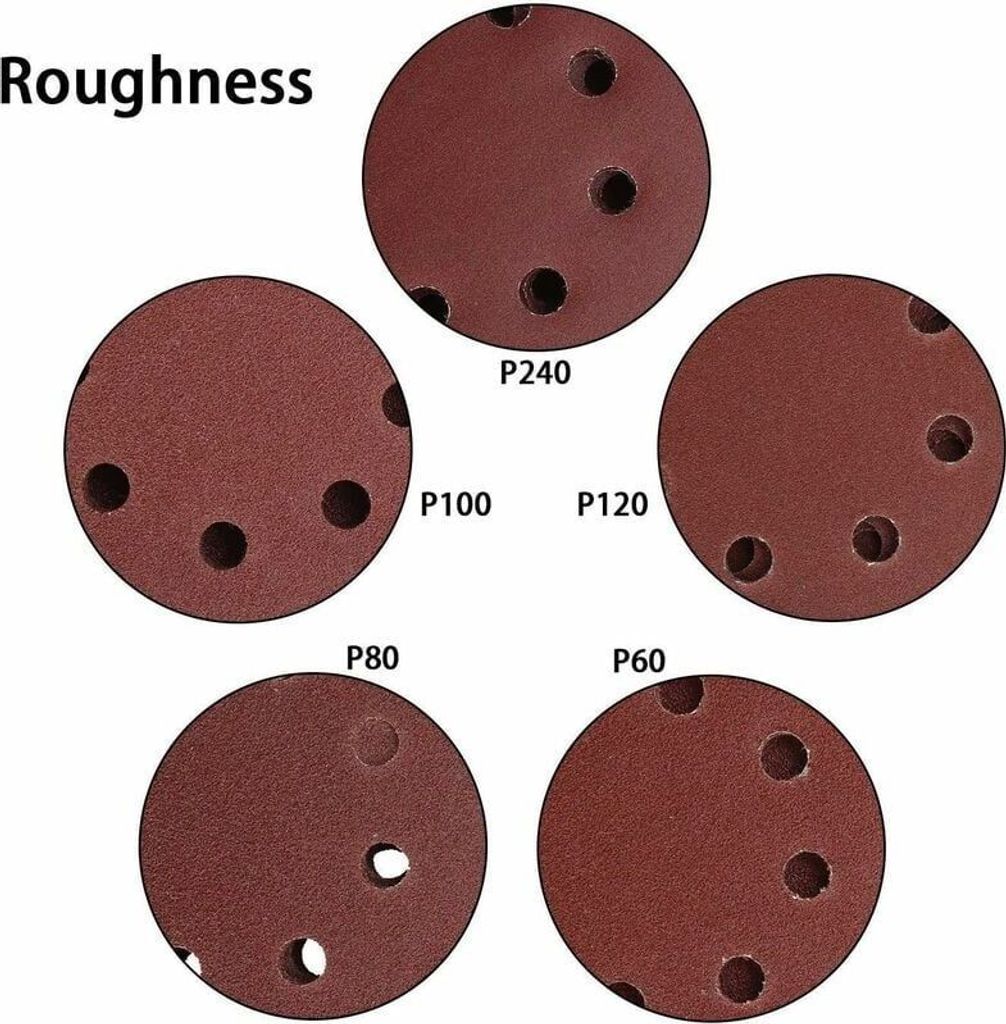 Schleifpapier Set 100 Stück, Für Exzenterschleifer Ø125 Mm Mit Grit 60–240 Für Profis Und Heimwerker