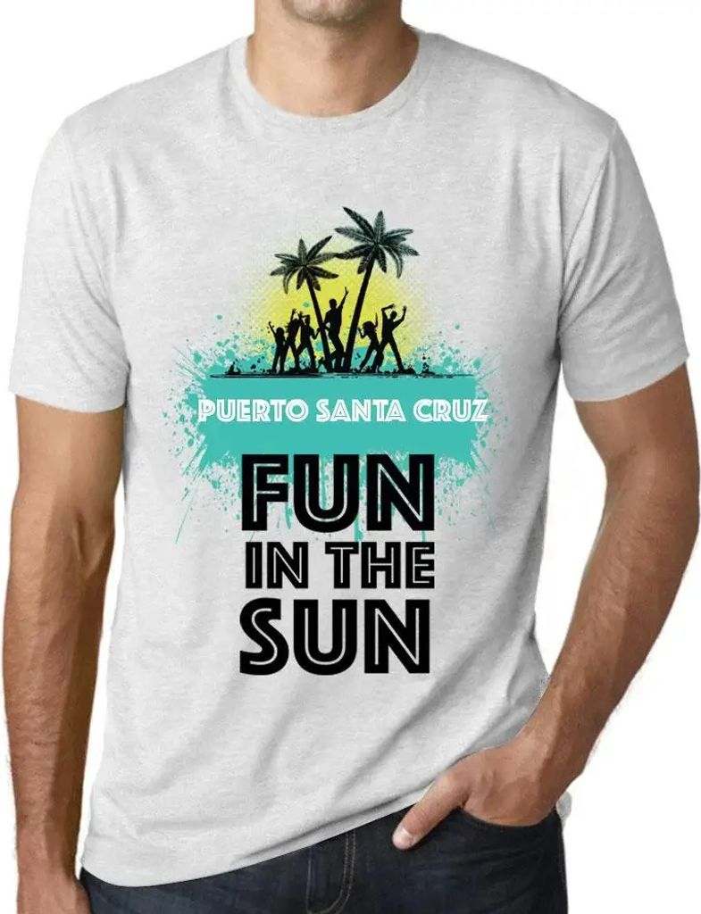 Herren Grafik T-Shirt Spaß in der Sonne in Puerto Santa Cruz – Fun In The Sun In Puerto Santa Cruz – Öko-Verantwortlich Vintage Jahrgang Kurzarm
