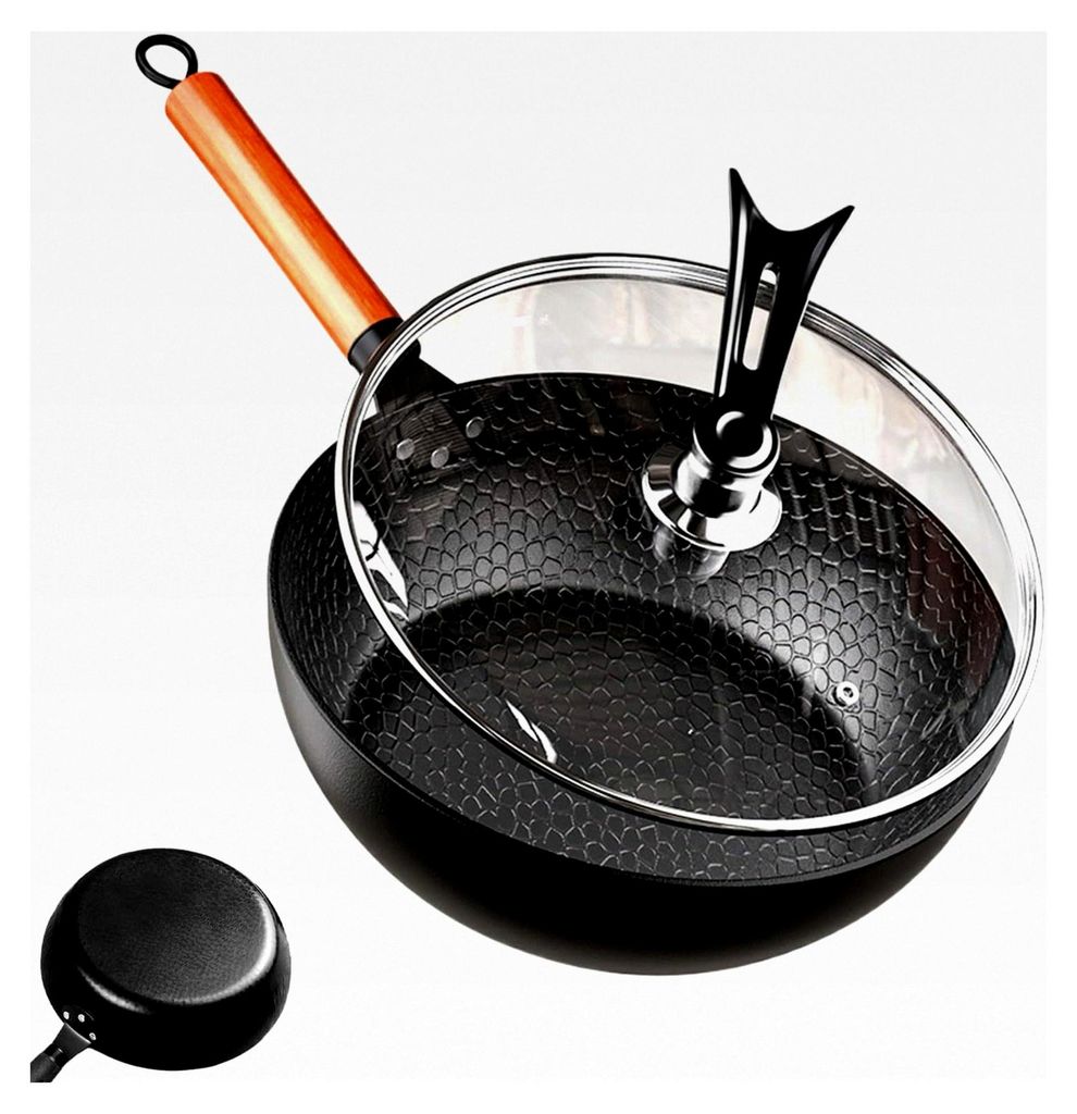 Gusseisen Bratpfanne mit Deckel | Handgefertigte gehämmerte Bratpfanne - Geeignet für Induktion, Camping, Picknick, Frühstück, Hausgebrauch, Fa...