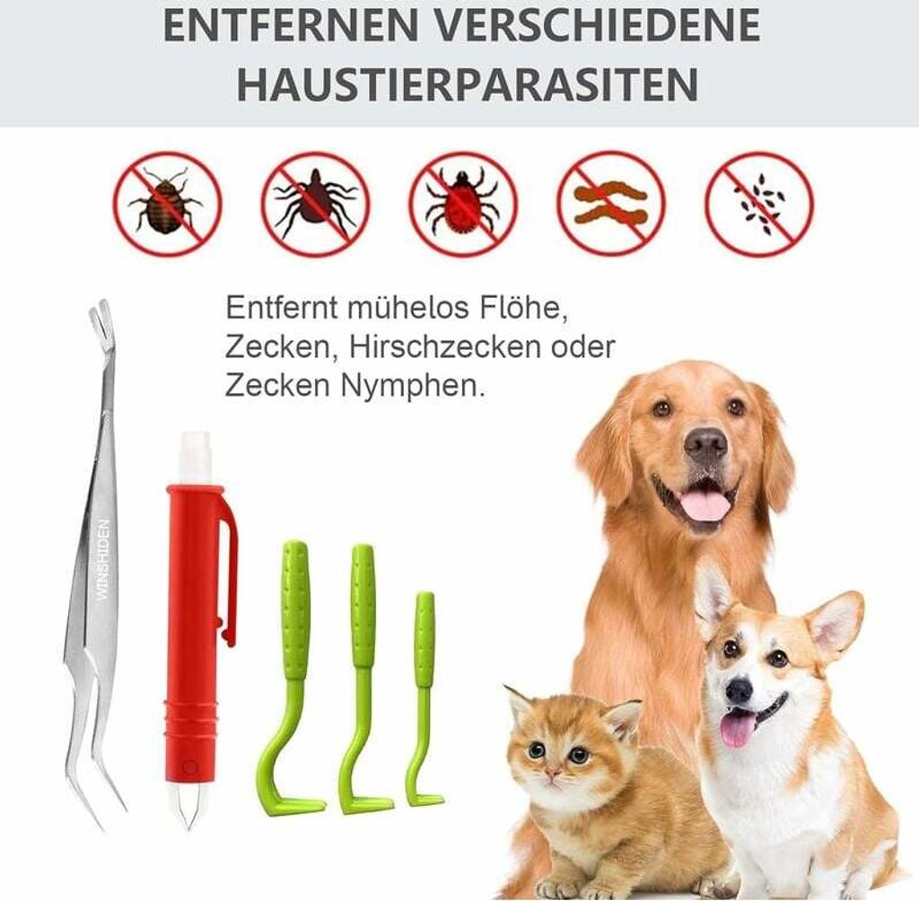 Zeckenzange für Hunde und Katzen, Profi Zeckenzange 5er Set, Sichere und Effektive Zeckenzange für Mensch und Tier