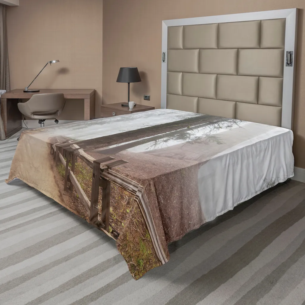 Drap de Lit Nature Imprimé Séquoia 244 cm en Tissu Doux Confort Premium