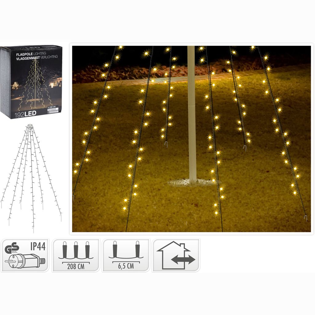 LED Lichterbaum mit Sternspitze - 8 Stränge - 200 warmweiße LED - H: 1,5m -  für Außen - schwarz