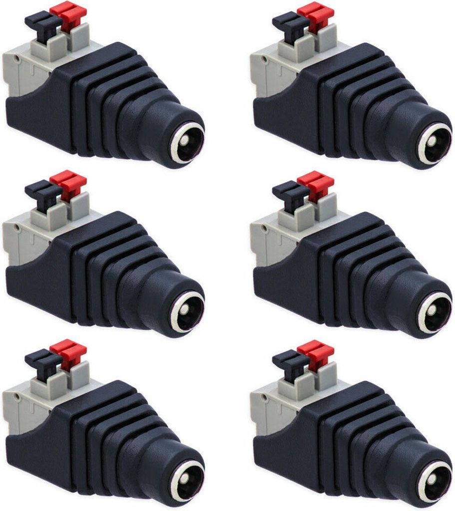 6X DC Stecker Hohlbuchse 5,5mm > 2,1mm auf Terminal Block 2-Pin Adapter Druckklemme