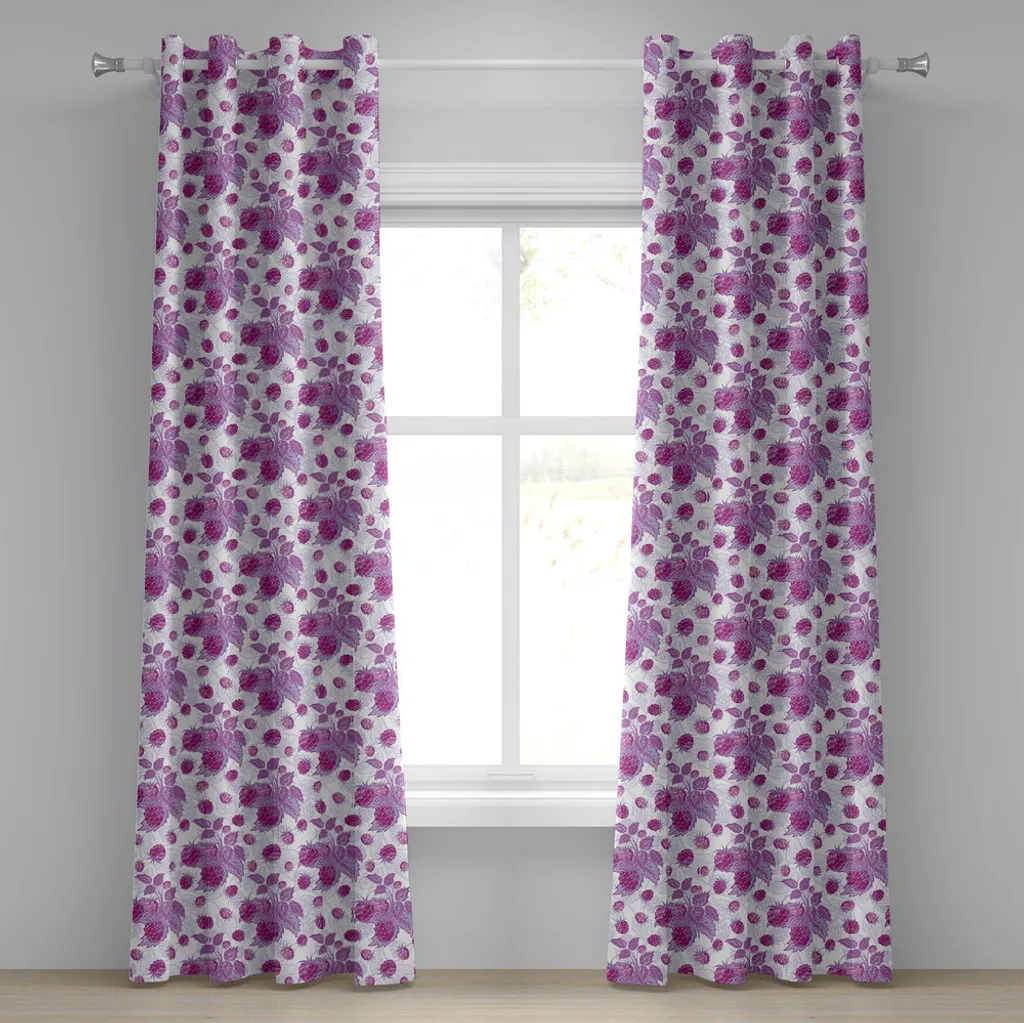 Rideau pour fenêtre de cuisine ou séjour, décor nature mauve et lilas