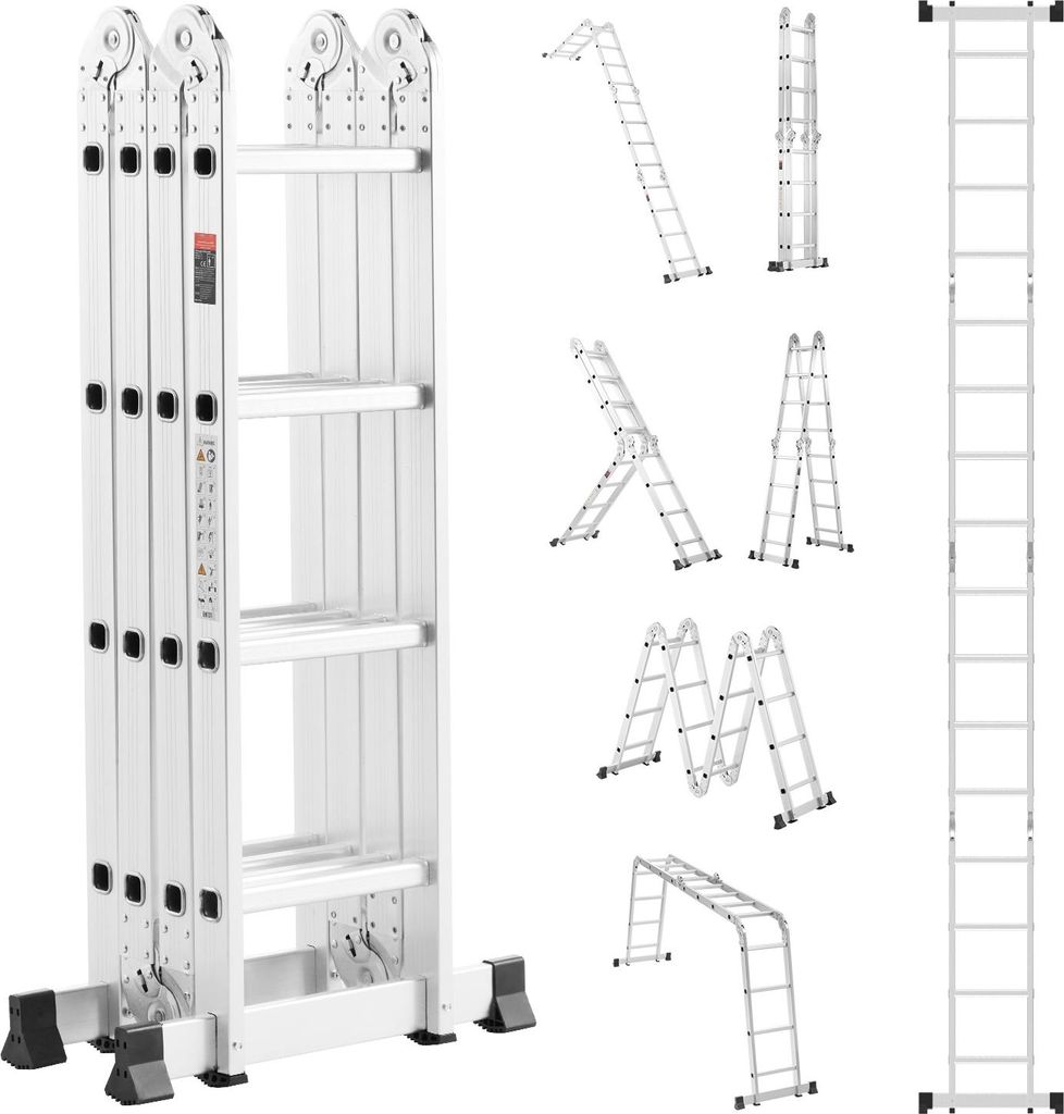 SucceBuy Klappleiter 7-in-1 4-Stufen 15,5 Fuß Höhe