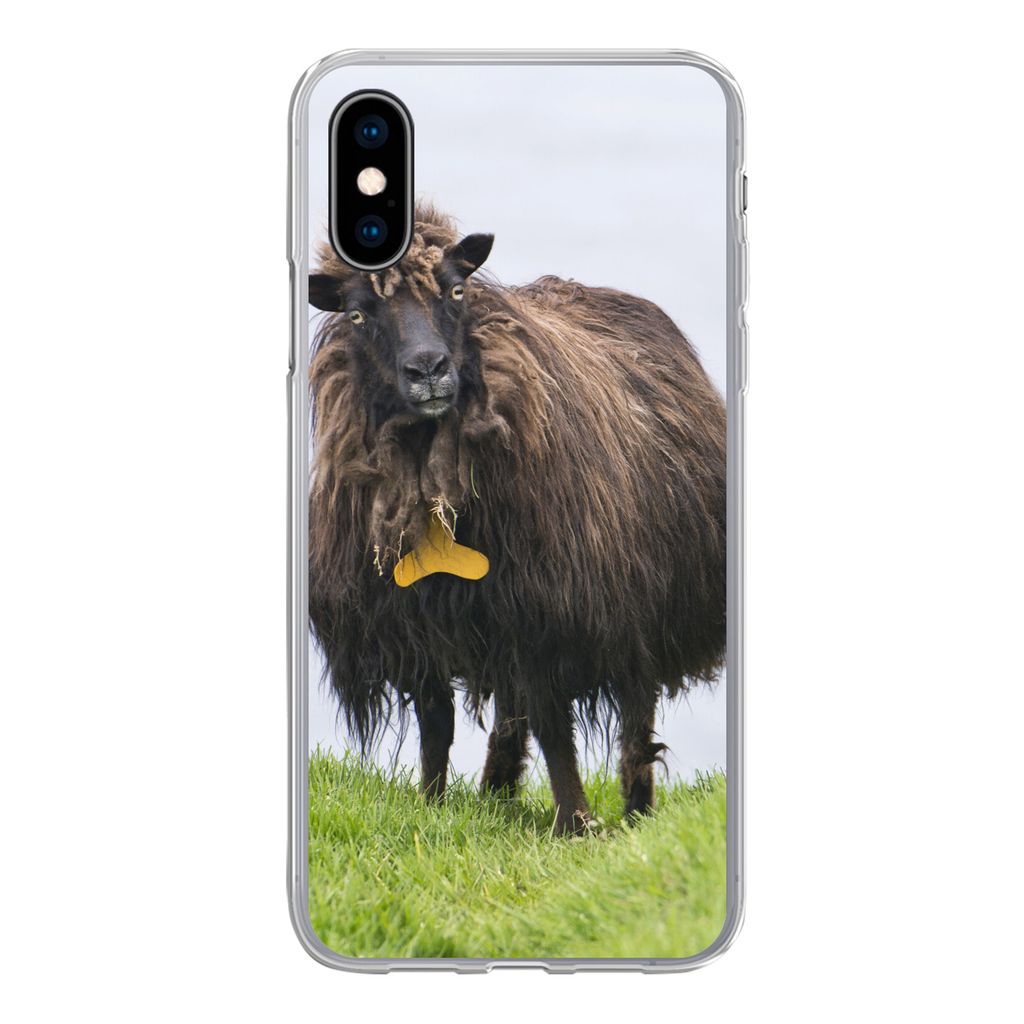 MuchoWow Handyhülle Schutzhülle Hülle für iPhone X Schafe - Braun - Meer Silikon Softcase Handy Hülle - Handyhülle