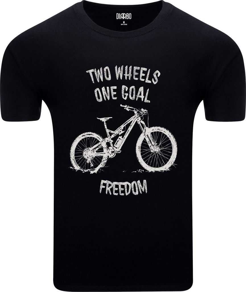 Diarbo Herren T-Shirt mit Fahrradliebhaber Druck Zwei Räder, ein Ziel Schwarz Gr.S