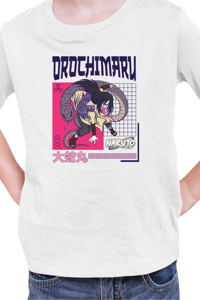 Kinder T-Shirt Naruto Orochimaru 04, 9-11 Jahr - 140 / Weiß