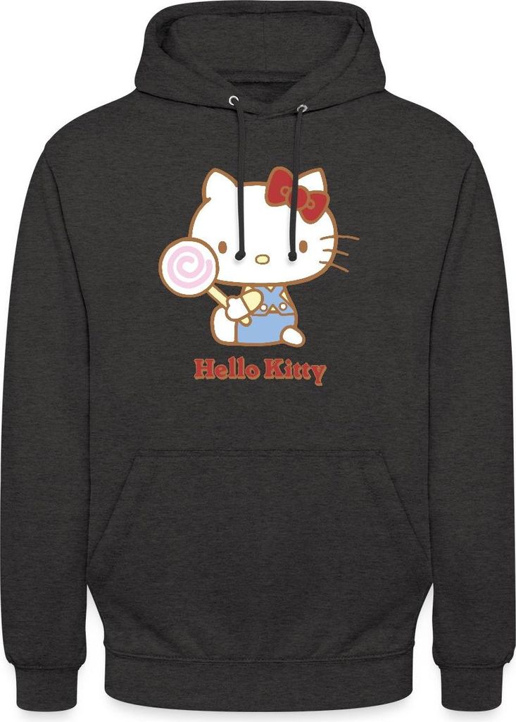 Spreadshirt Hello Kitty Mit Lollipop Uni Hoodie, M, Anthrazit