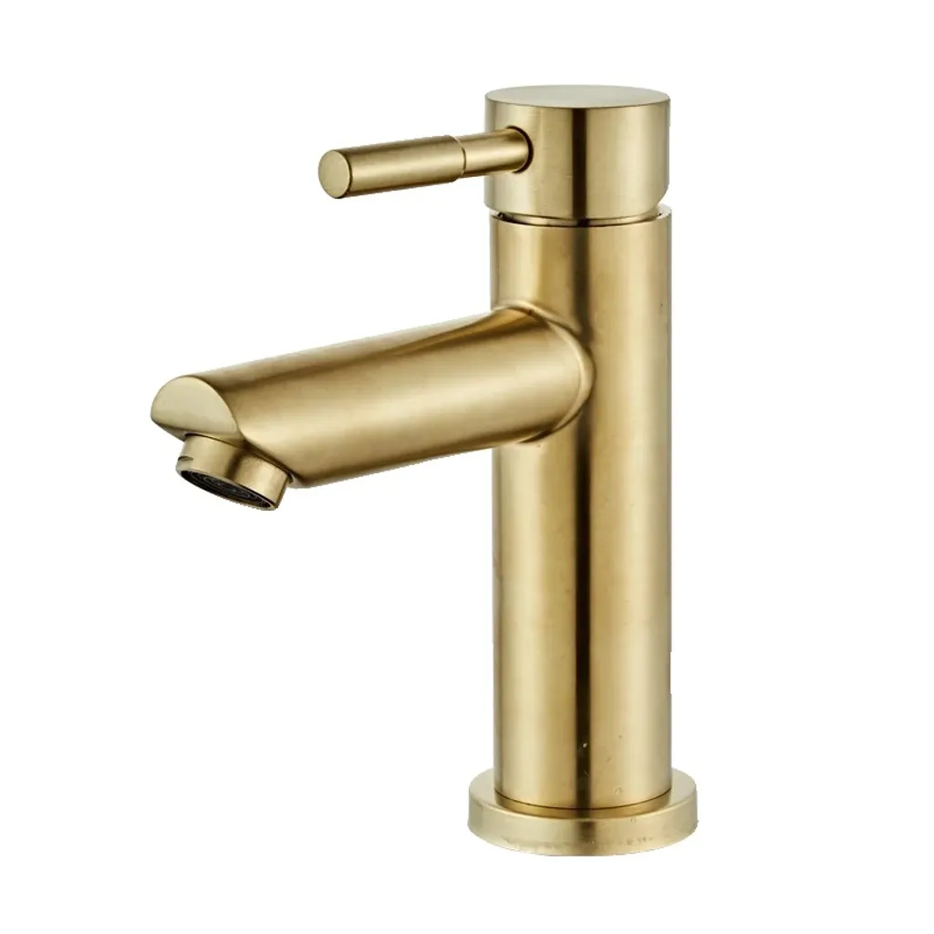 Rubinetto da bagno in oro spazzolato, comando a una mano, miscelatore acqua calda e fredda, stile 1 oro spazzolato